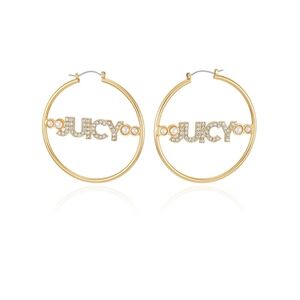 Juicy Couture Logo Charm Hoops